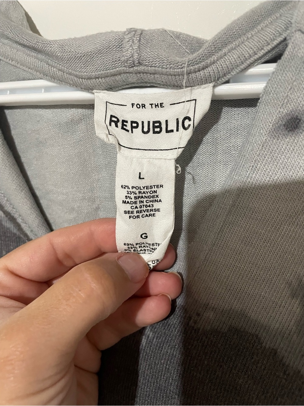 For The Republic Light Gray Hooded Pullover - Picture 3 of 6